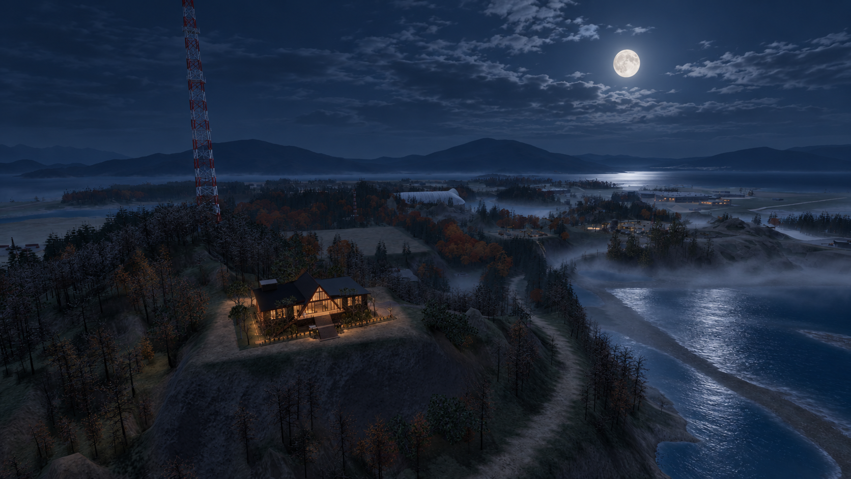 Silver Silence: Halloween full-moon treatment of the same island viewpoint
