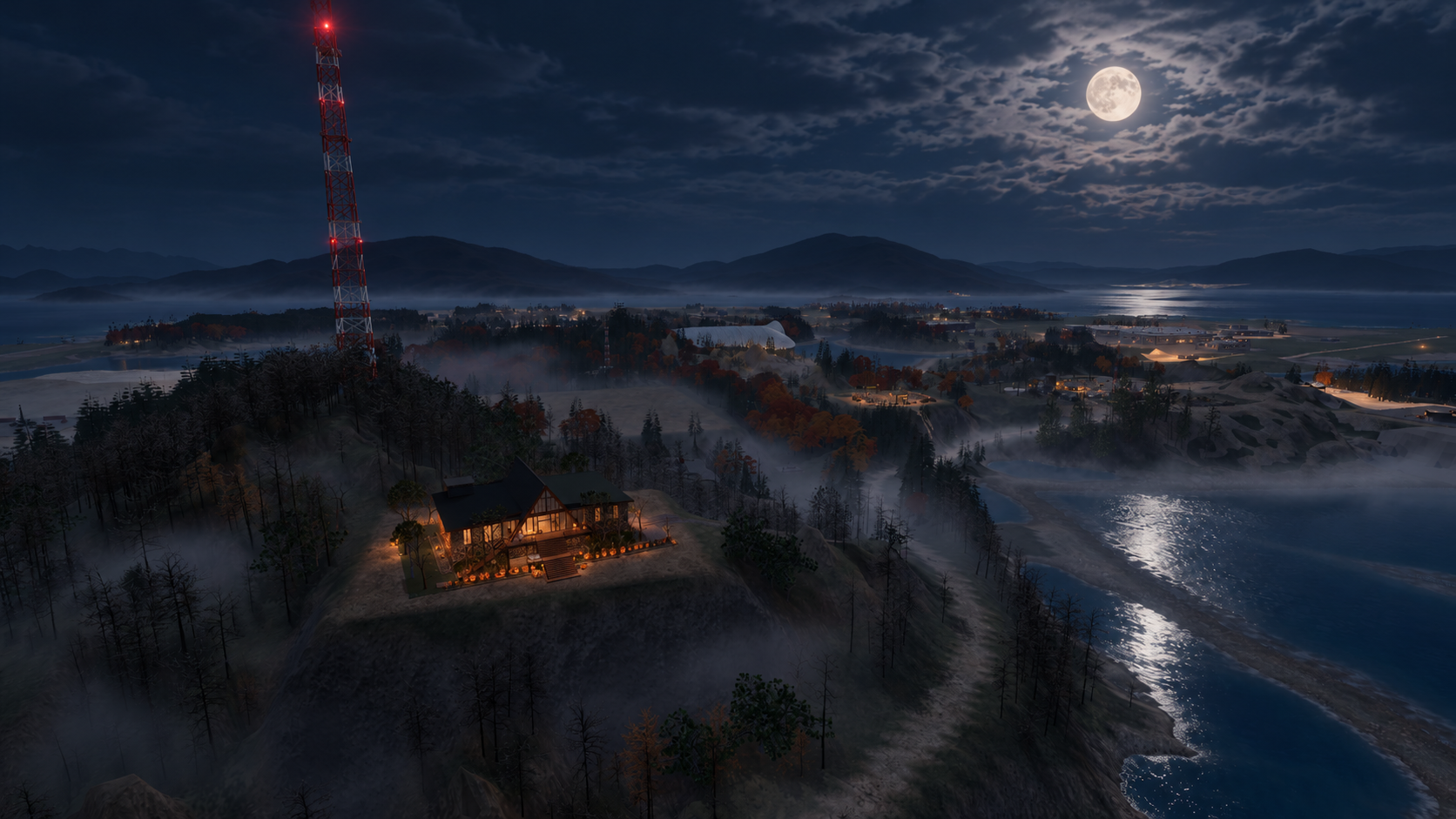 Something in the Fog: Halloween full-moon treatment of the same island viewpoint
