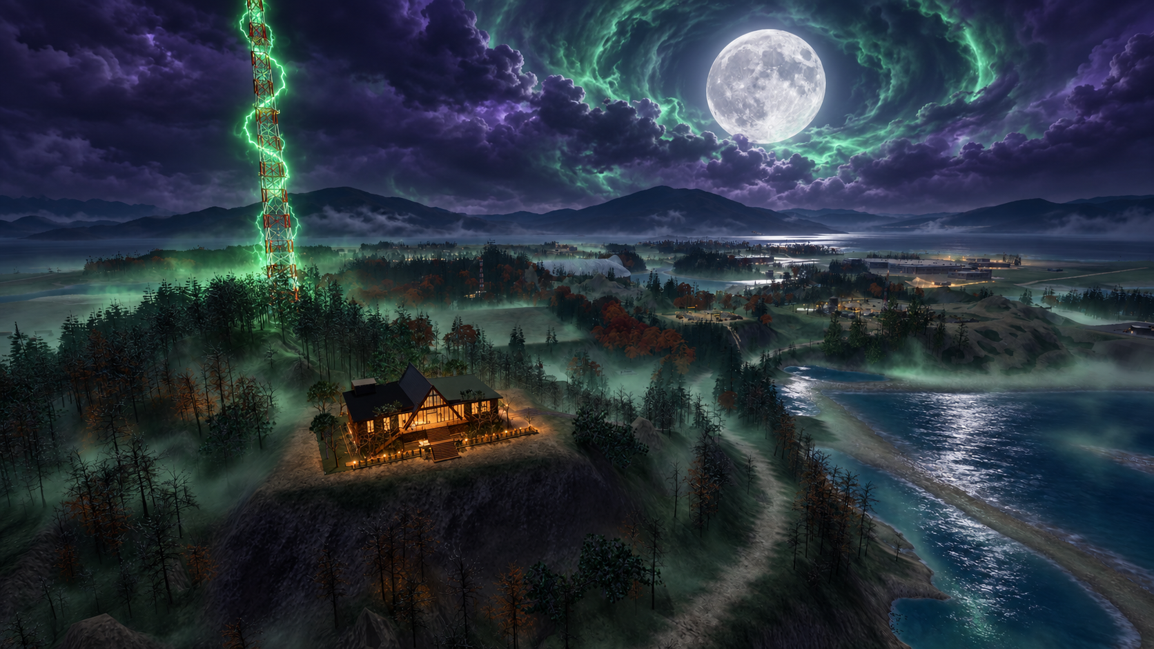 The Signal at Midnight: Halloween full-moon treatment of the same island viewpoint
