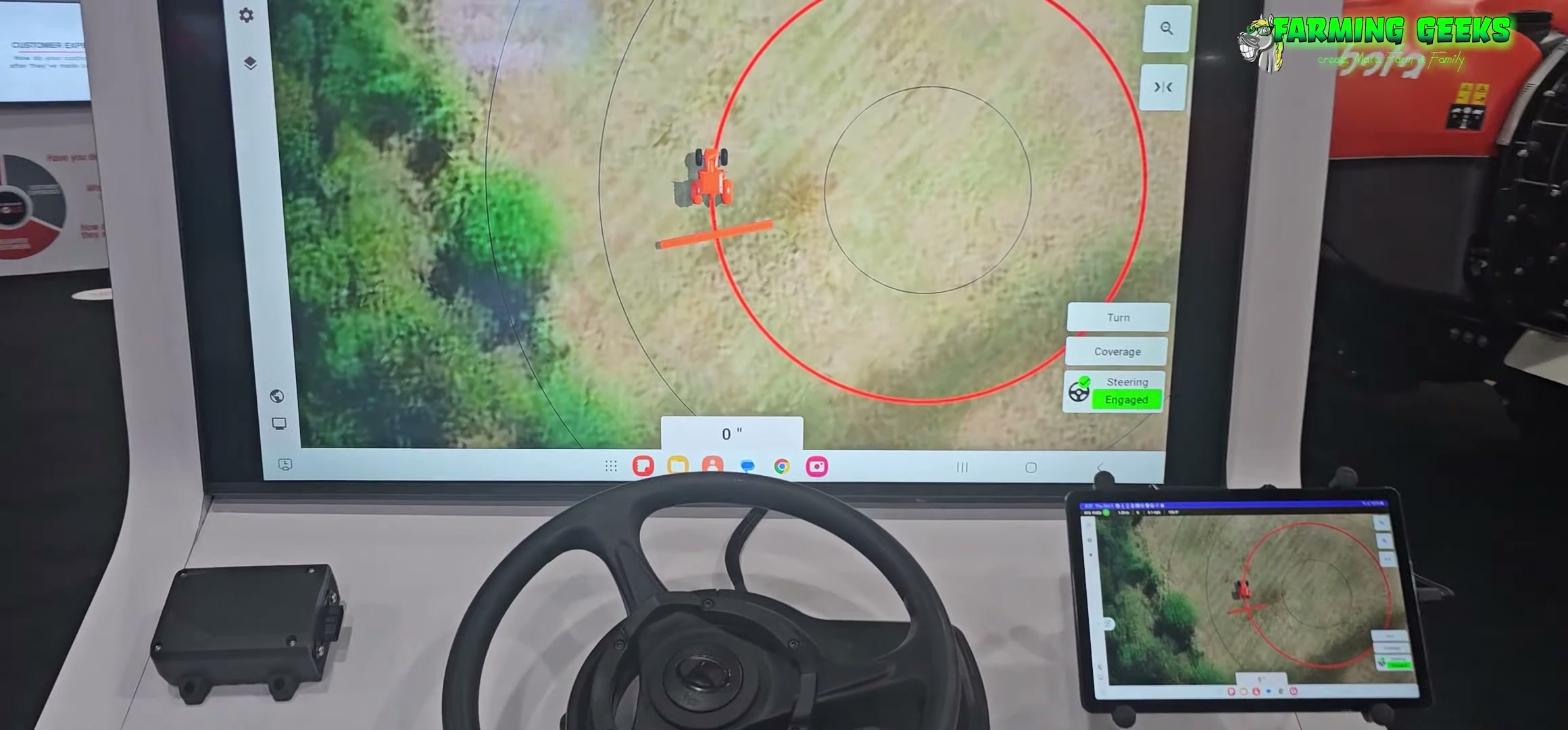 Kubota guidance UI with steering engaged