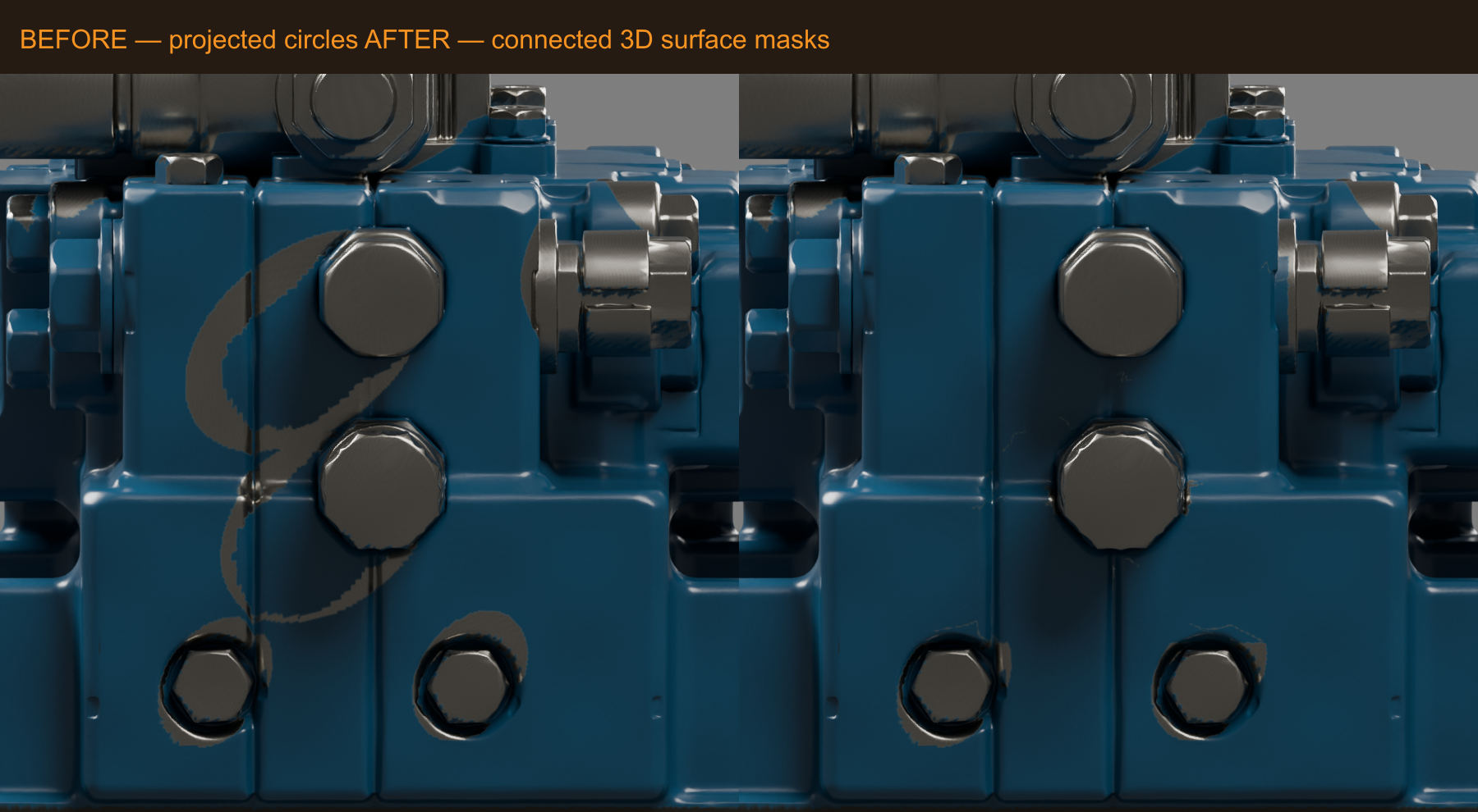 Identical front camera: R3 defective metal loops on left, R4 corrected fitting materials on right