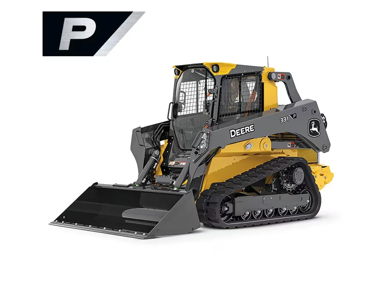 John Deere 333 P-Tier gallery — studio shot of a 331 P-Tier on a white background