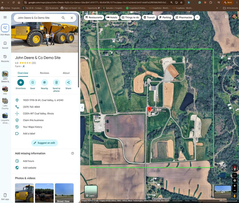 Coal Valley — John Deere demonstration site aerial map reference