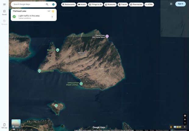 Wild Horse Island — satellite map location reference for Forge Island