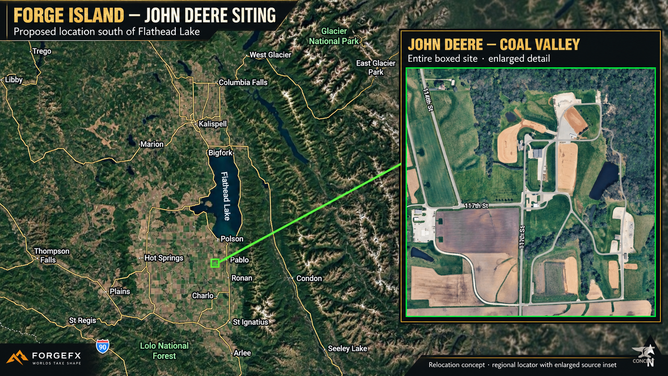 John Deere Coal Valley — proposed siting south of Flathead Lake
