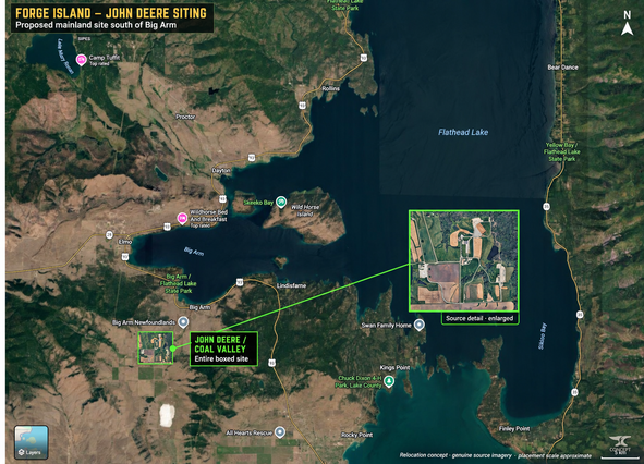 John Deere Coal Valley — proposed mainland site south of Big Arm
