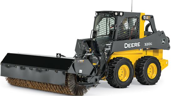 John Deere 333 P-Tier gallery — Compact track loader with a broom