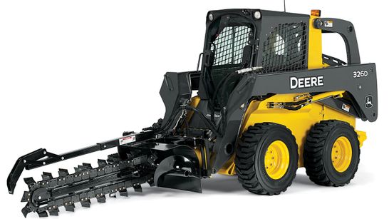 John Deere 333 P-Tier gallery — Compact track loader with a trencher