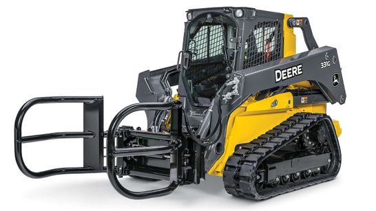 John Deere 333 P-Tier gallery — Compact track loader with a bale hugger