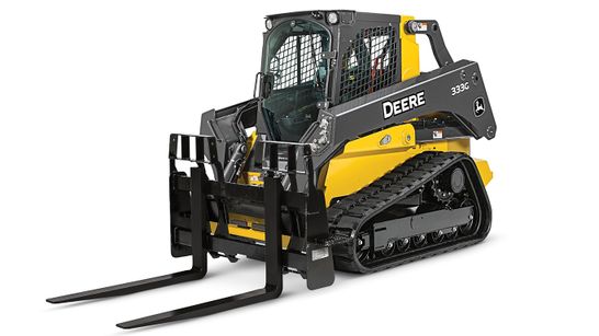 John Deere 333 P-Tier gallery — Compact track loader with a fork